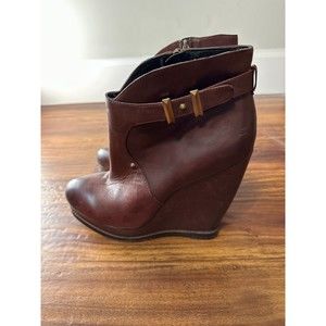 Sam Edelman Dalton Womens Size 9.5 Booties Leather Studs Wedge